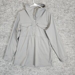 Mountain Hardwear‎ Citypass Popover Shirt Womens Gray Micro Striped Long Sleeve